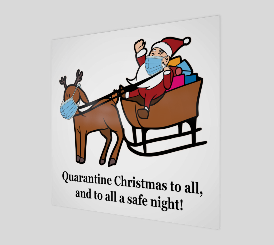 Aperçu de Santa Claus, Reindeer, & Quarantine Christmas Art Print