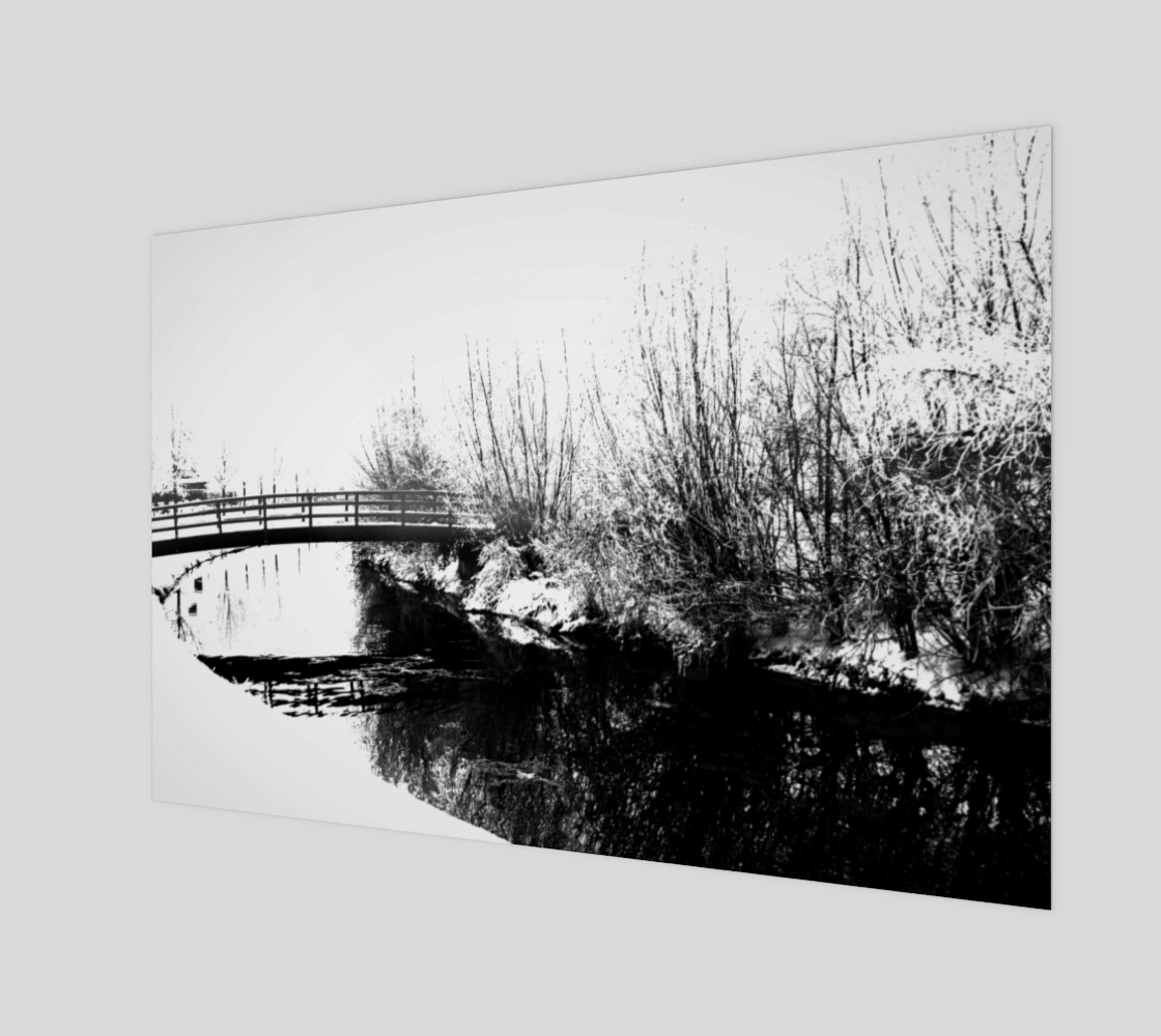 Bridge and Stream Winter Scene Art Print preview