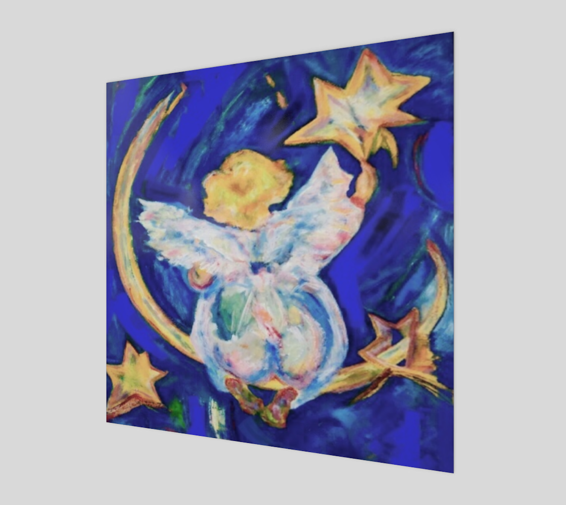 Angel Star Wood Print preview