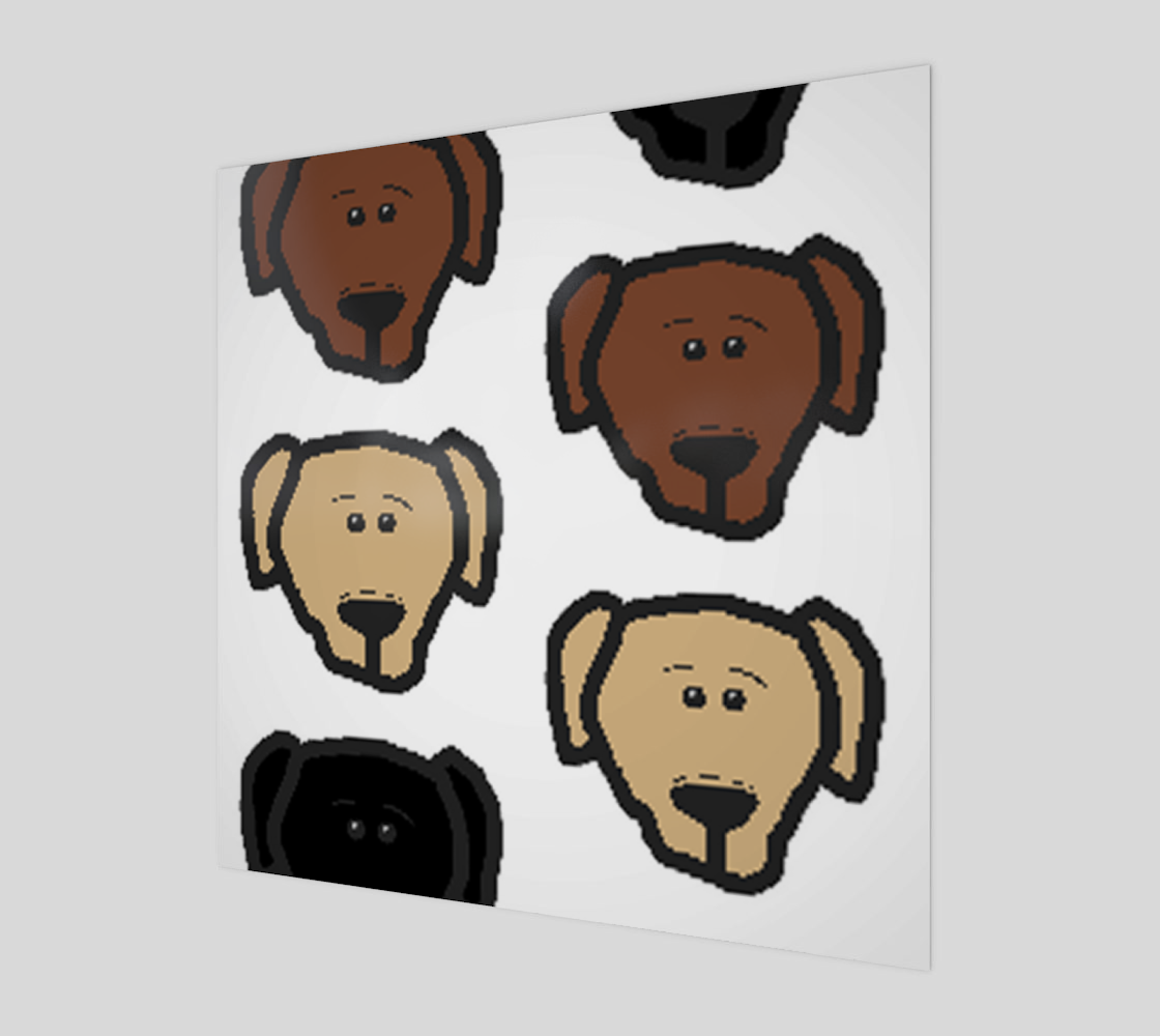 Labrador Retriever all 3 colors cartoon heads poster wood art print preview