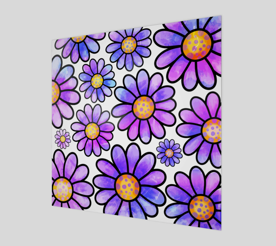 Lilac Watercolor Doodle Daisy Flower Pattern preview