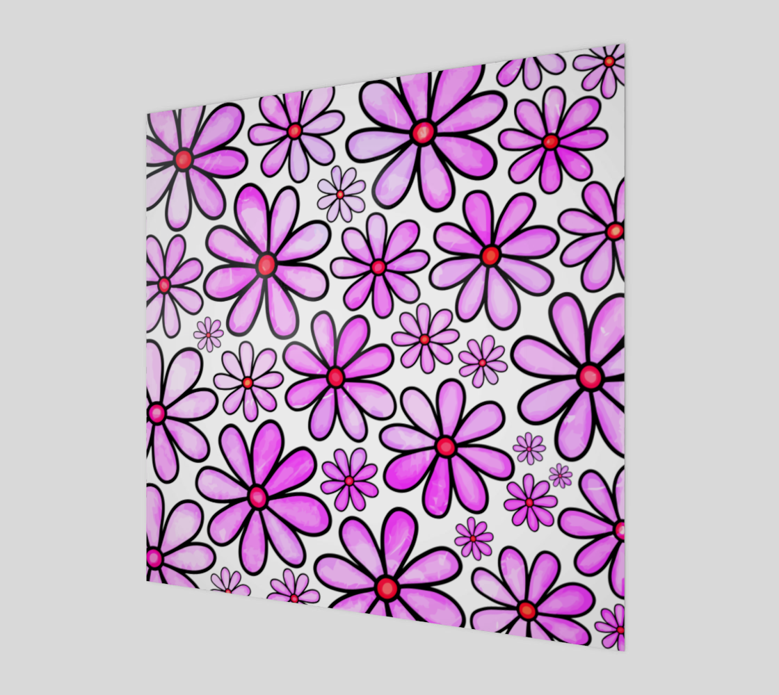 Pink Watercolor Doodle Daisy Flower Pattern preview
