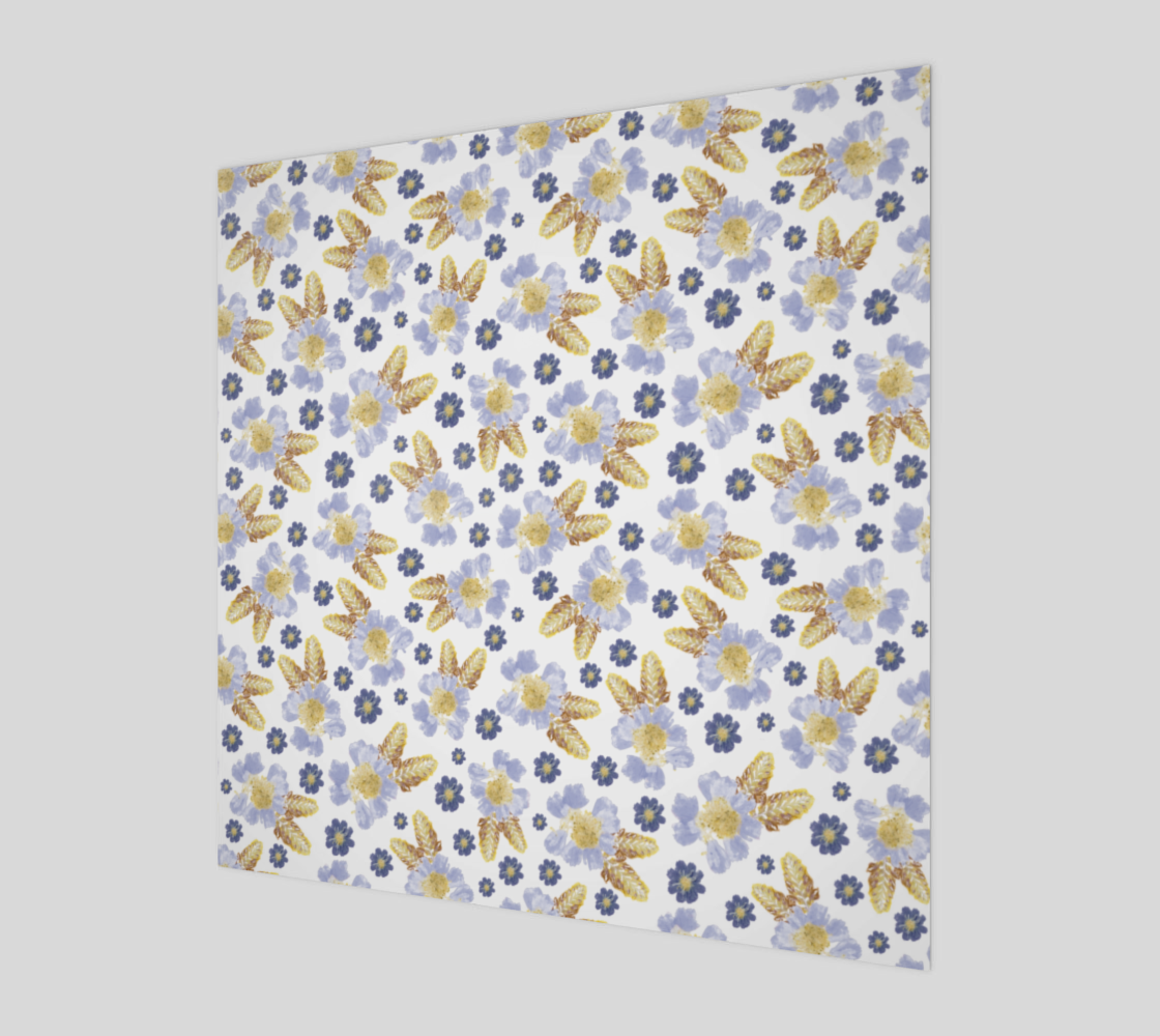 Aperçu de Wood Print * Abstract Floral Wall Art * Blue Cosmos Crocosmia  Flower Blossoms Watercolor Impressions Design