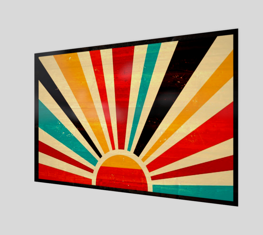 Retro sunrise wooden geometric wall art preview