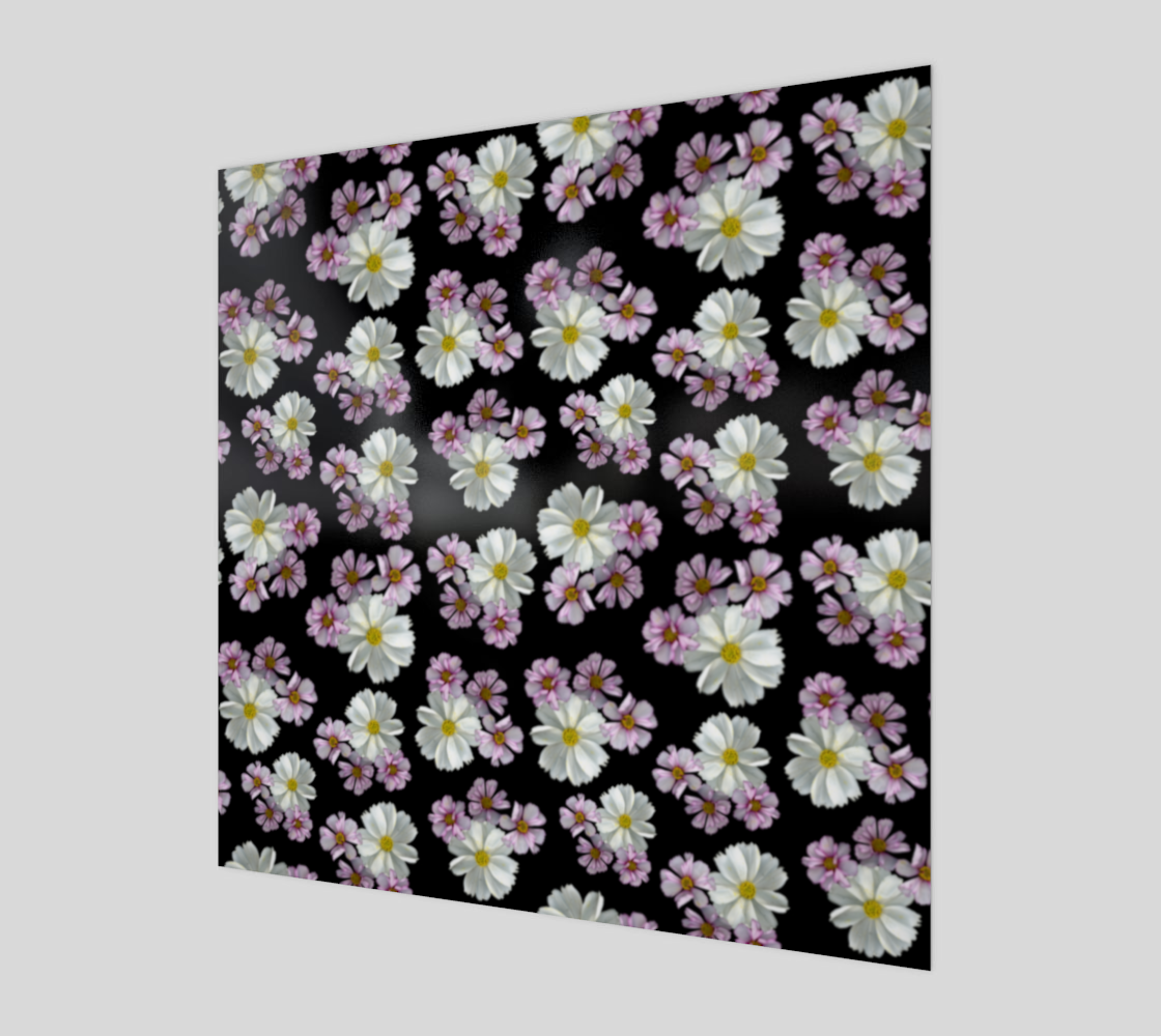 Aperçu de Wood Print *  Wall Hanging*Flower Wall Art*Bright Floral Purple Pink White Wood Canvas* Cosmos Blossoms