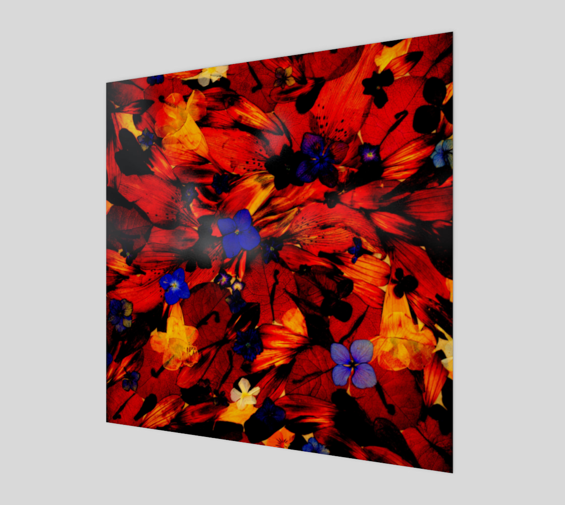 Aperçu de Wood Print *  Wall Hanging*Flower Wall Art*Bright Floral Purple Red Yellow Wood Canvas*Chaos125