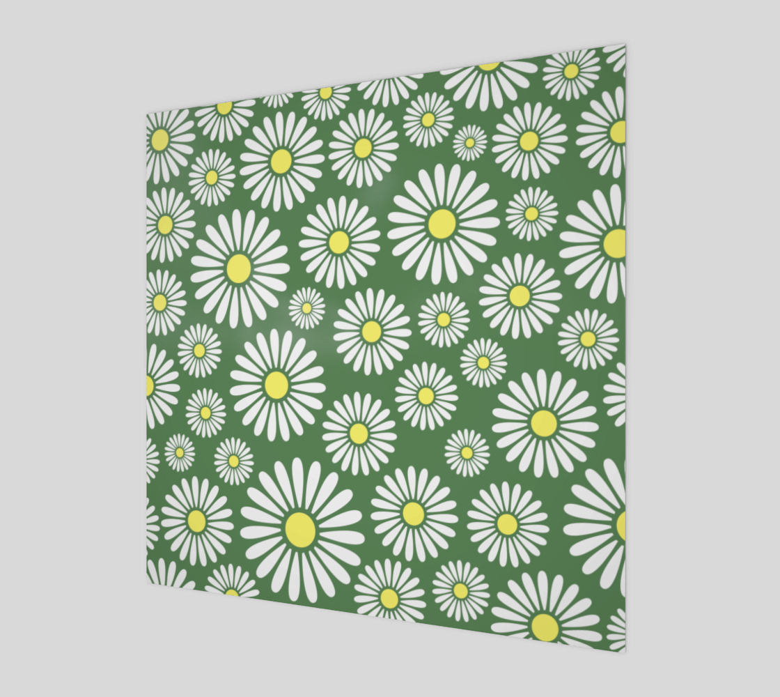 Green Meadow Daisy Floral Country Pattern 3D preview