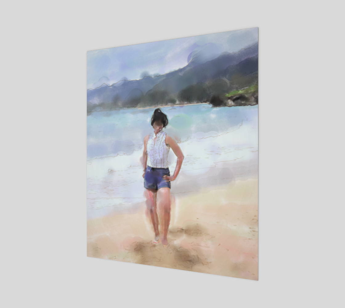 Woman on the Beach Watercolor thumbnail #2