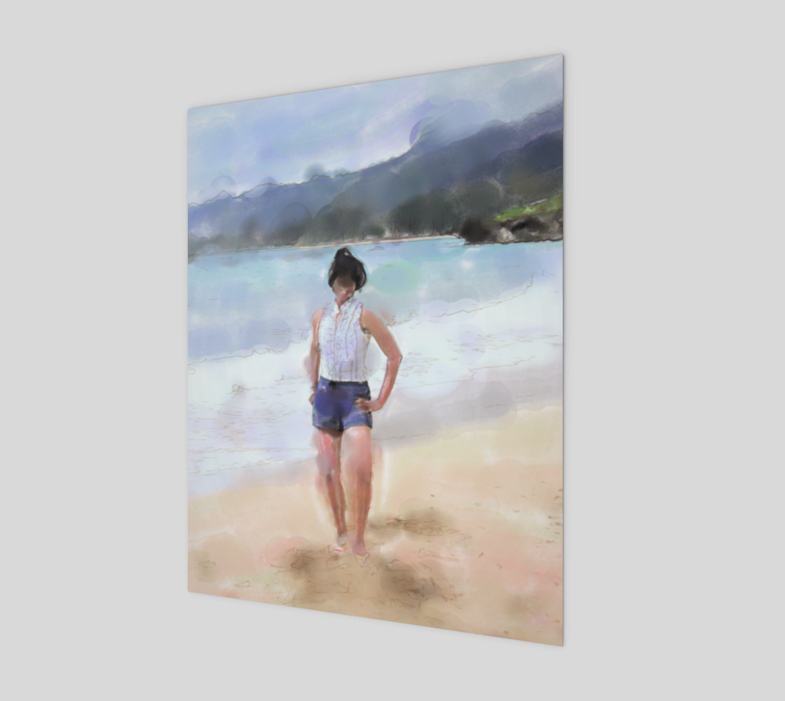 Woman on the Beach Watercolor preview