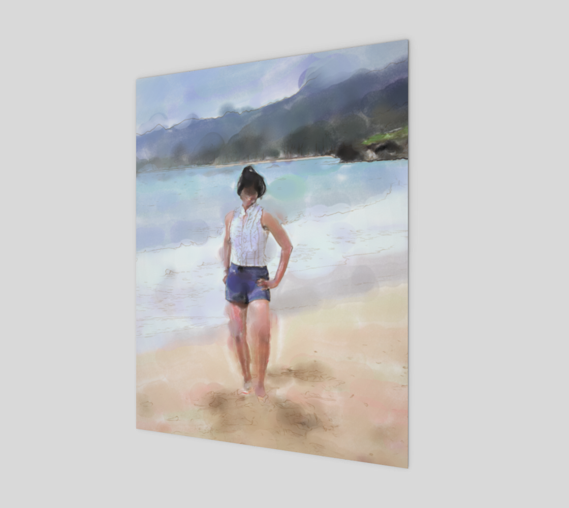 Woman on the Beach Watercolor preview