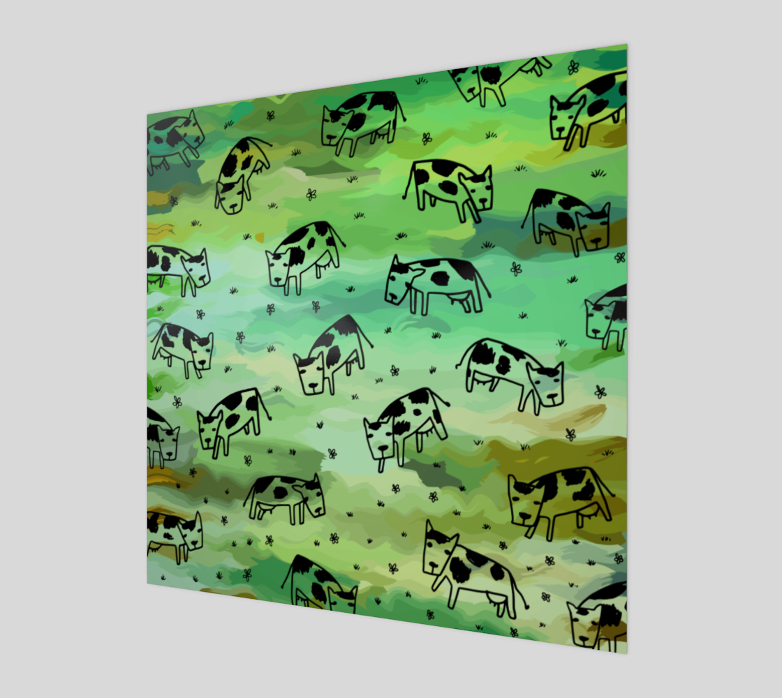 Funny Grazing Cows Farm Doodle Pattern  preview