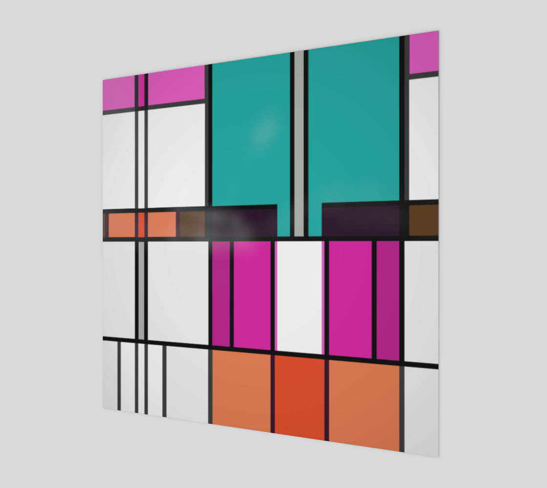 Pink and Teal Green Retro Mondrian Composition preview