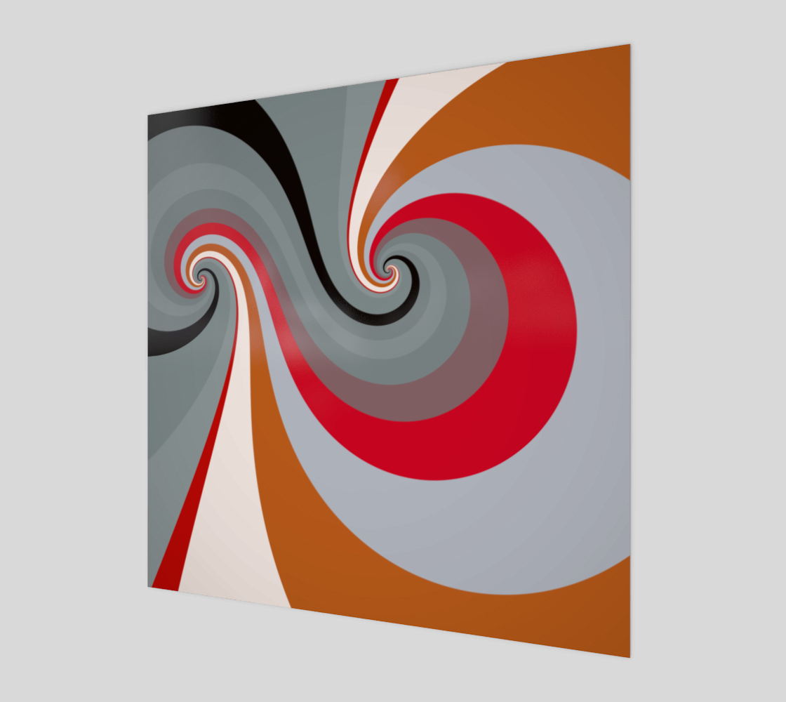 Grey Red Orange Swirling Retro Spiral Waves preview