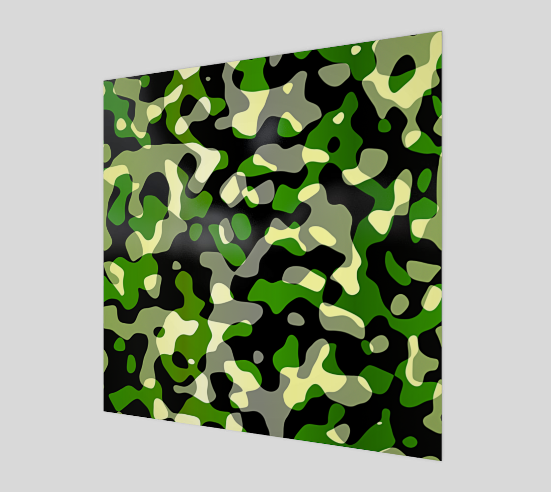 Khaki Green Black Camouflage Pattern Print preview