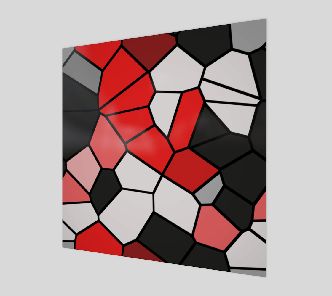 Red Black White Stained Glass Mosaic Polygon Pattern preview #1