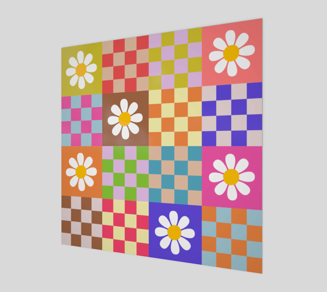Geometric Checkered Floral Retro Pattern preview