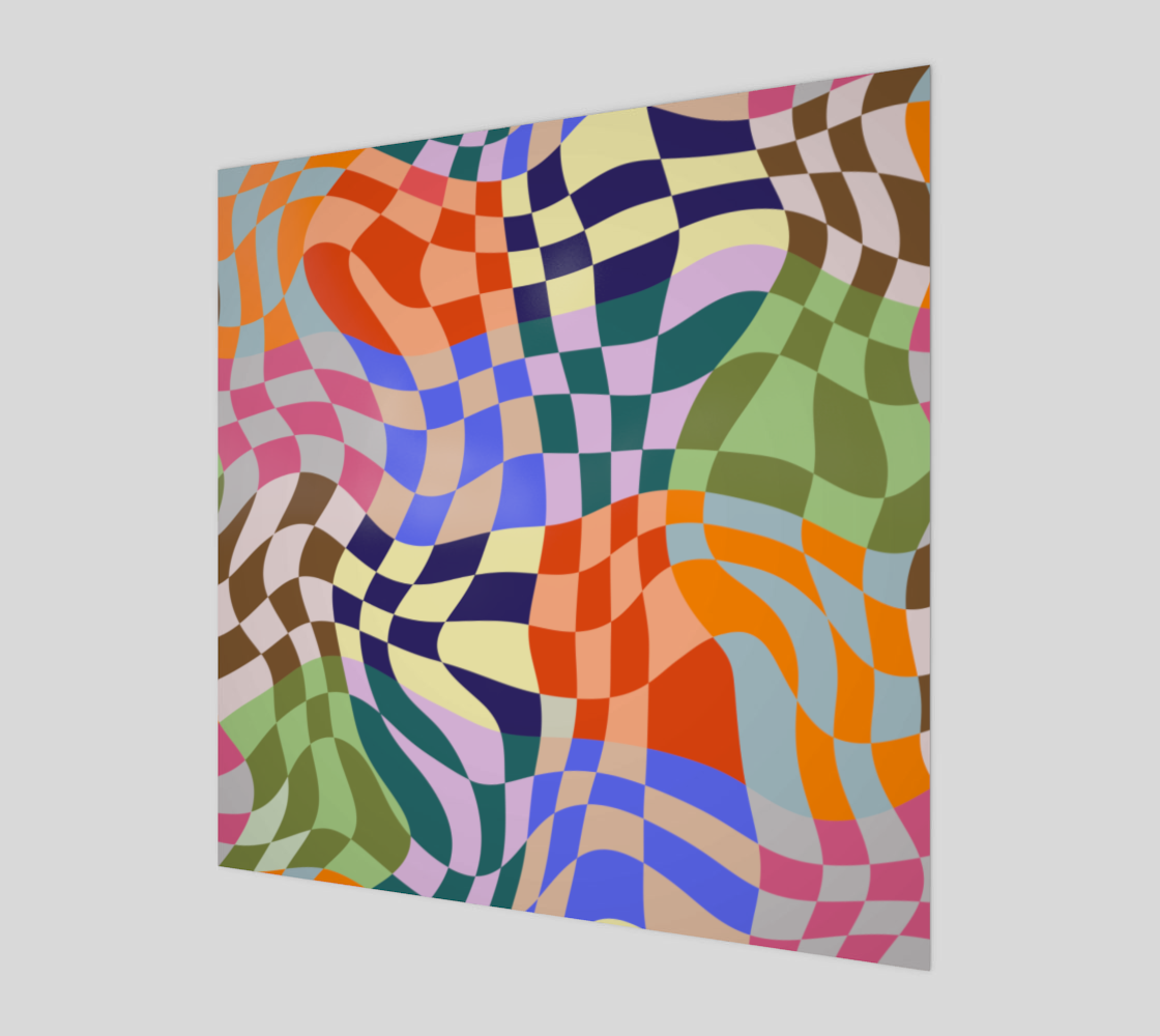 Warped Wavy Geometric Checkered Retro Pattern preview