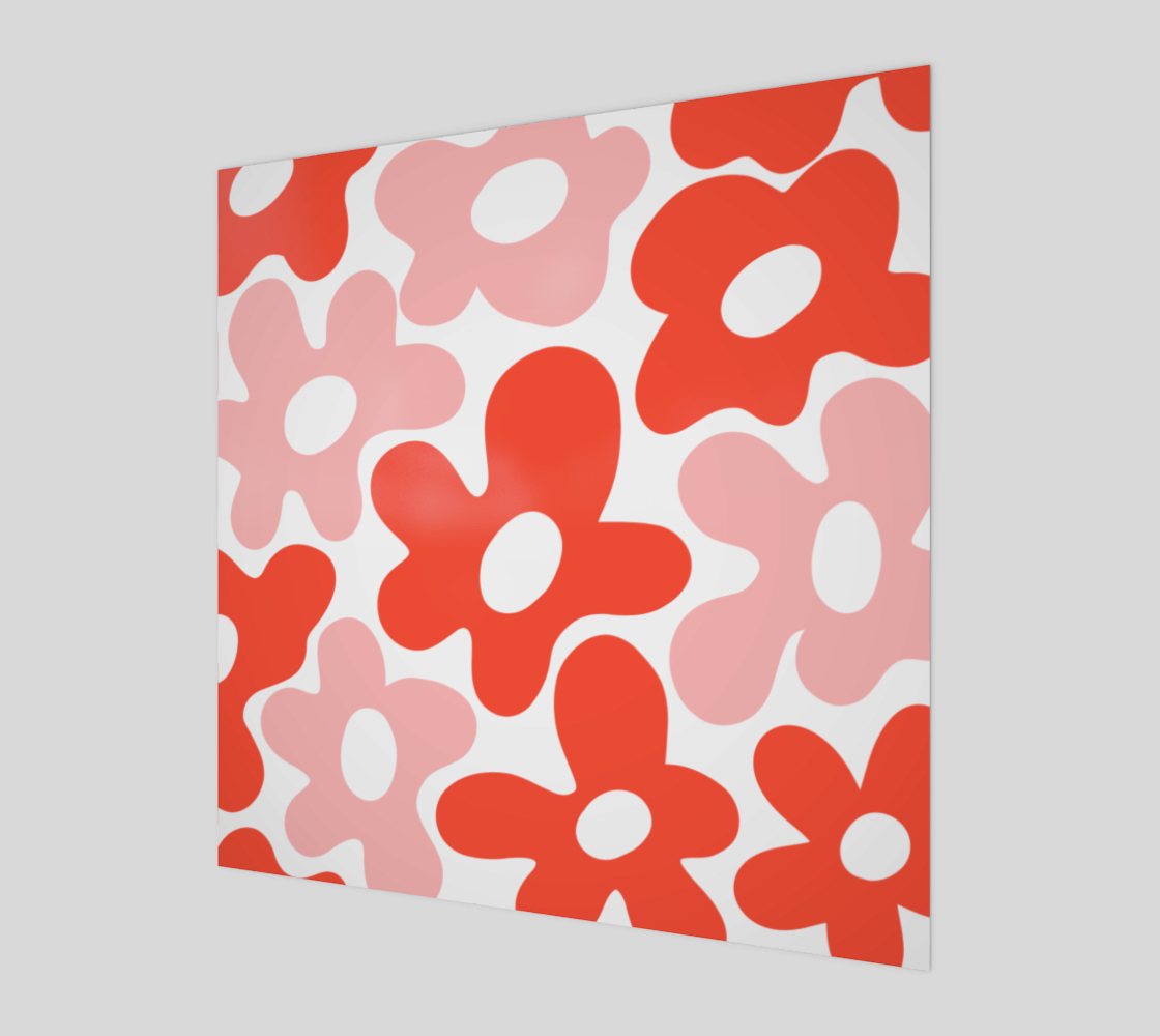 Red Wobbly Flower Power Minimalist Art  preview