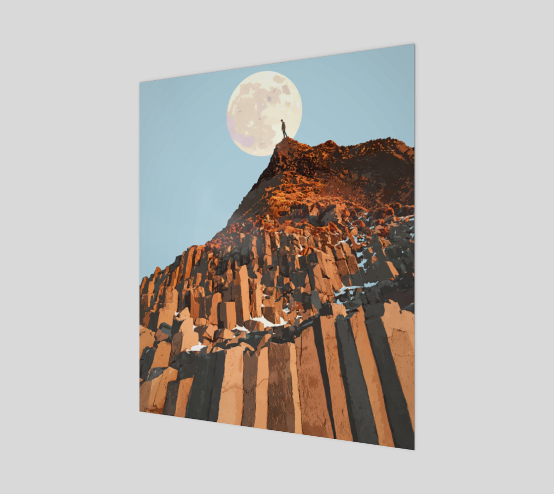 Dear Goals, Ain't no mountain high enough | adventure travel man & moon digital painting Art Print 20 x 24 preview