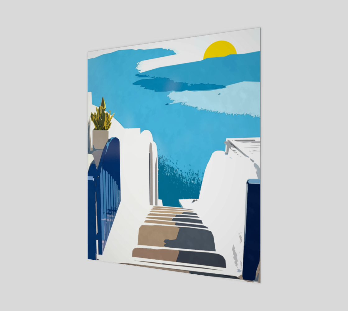 Santorini Morning | Greece Tropical Exotic Travel | White Buildings Architecture Poster 20 x 24 preview