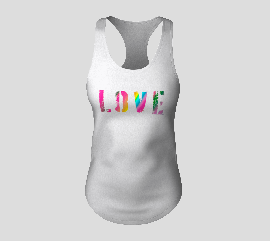 Aperçu de LOVE Pride Rainbow Ombre Text on Racerback Tank Top Women's by VCD © #3