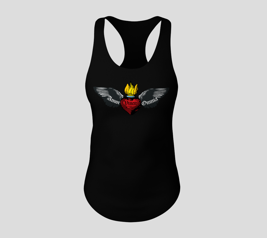 Aperçu de Flaming Winged Heart Racerback Tank Top #3
