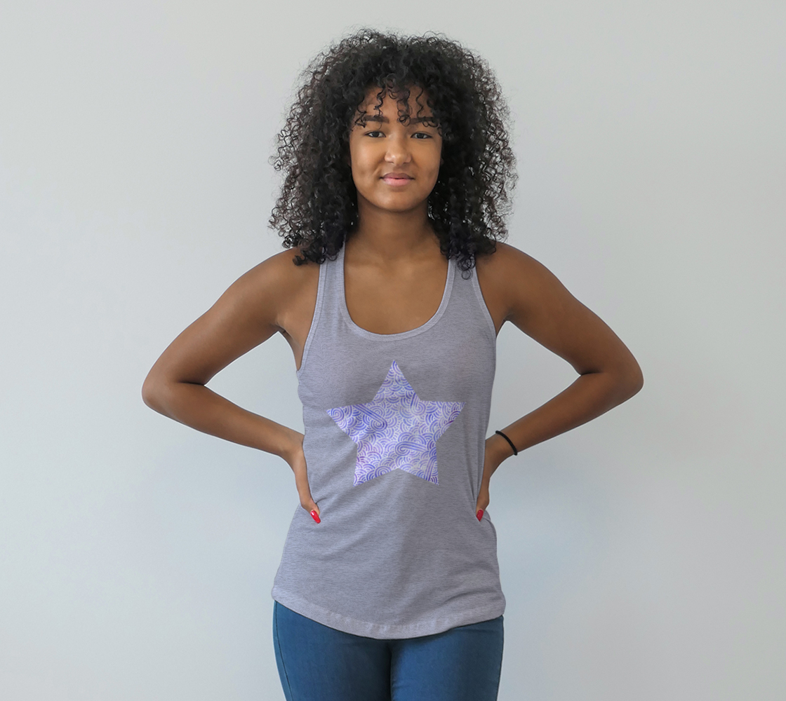 Lavender and white swirls doodles star Racerback Tank Top preview