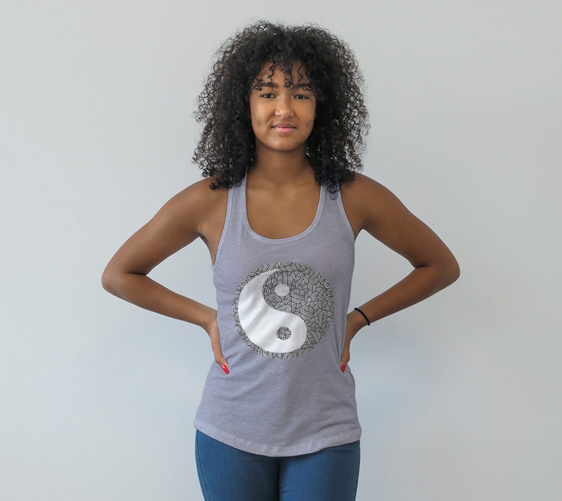 Black and white swirls doodles Yin Yang Racerback Tank Top preview