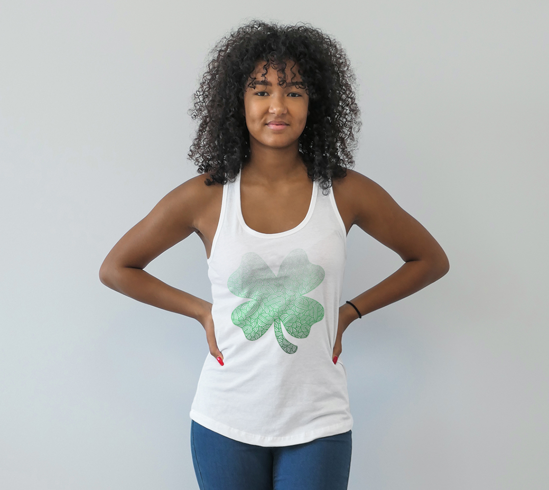 Gradient green and white swirls doodles trefoil Racerback Tank Top preview