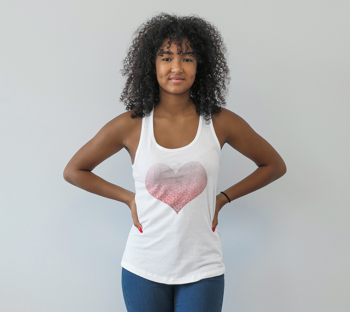 Gradient red and white swirls doodles heart Racerback Tank Top preview