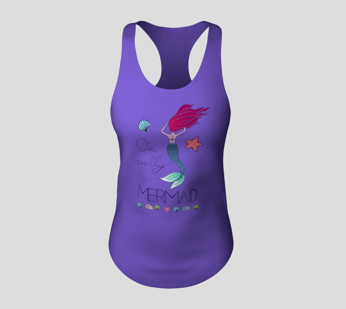 Aperçu de I'm Really a Mermaid Racerback Tank Top #3