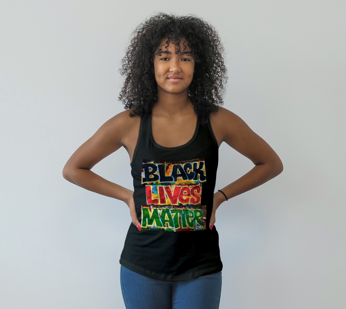 Aperçu de Black Lives Matter Graffiti Wall Racerback Tank Top, AWSDG