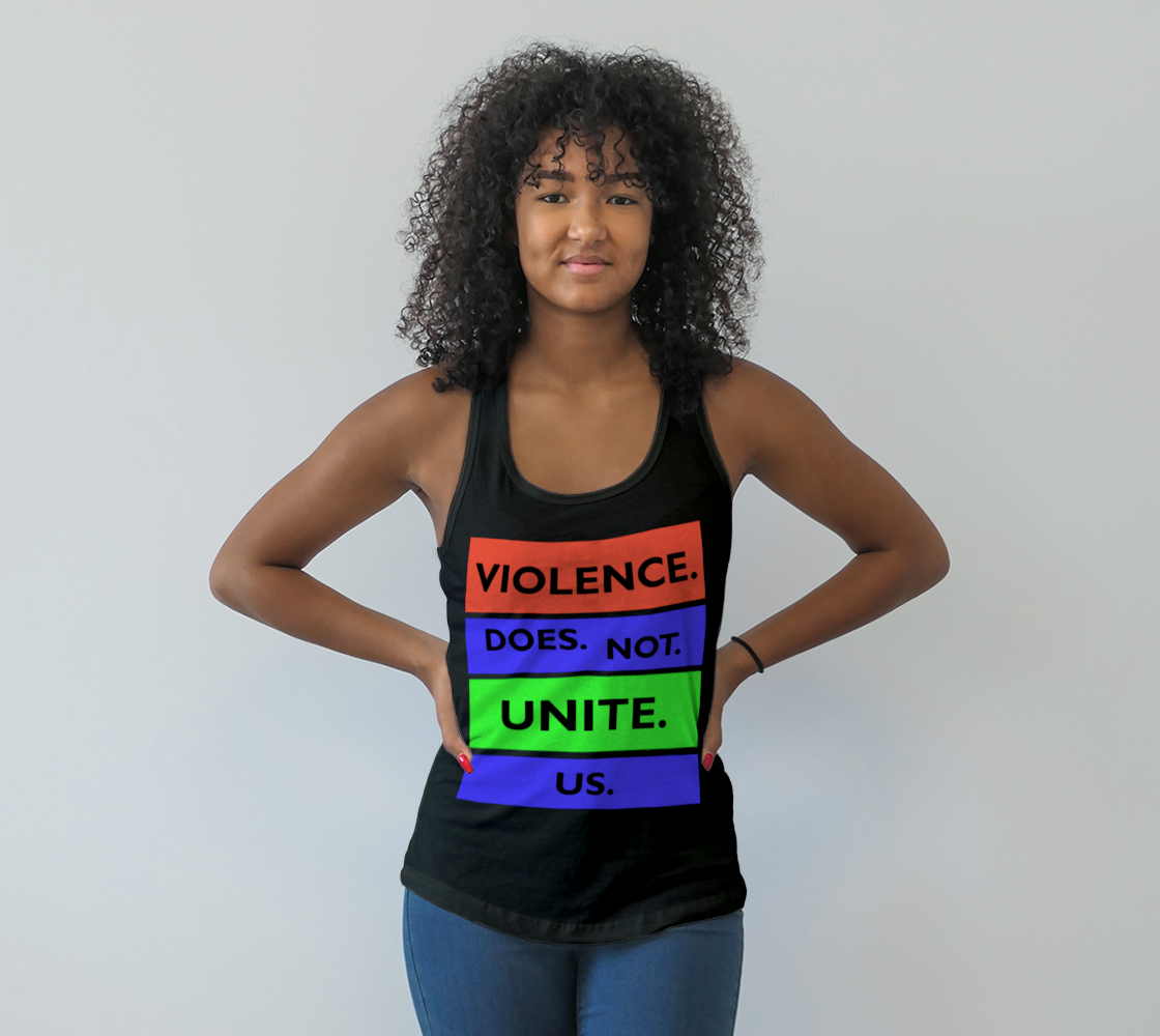 Aperçu de Violence Does Not Unite Us Period Racerback Tank Top, AWSDG