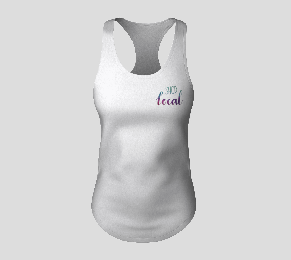 Shop Local - white tank, multicolour lettering preview #3
