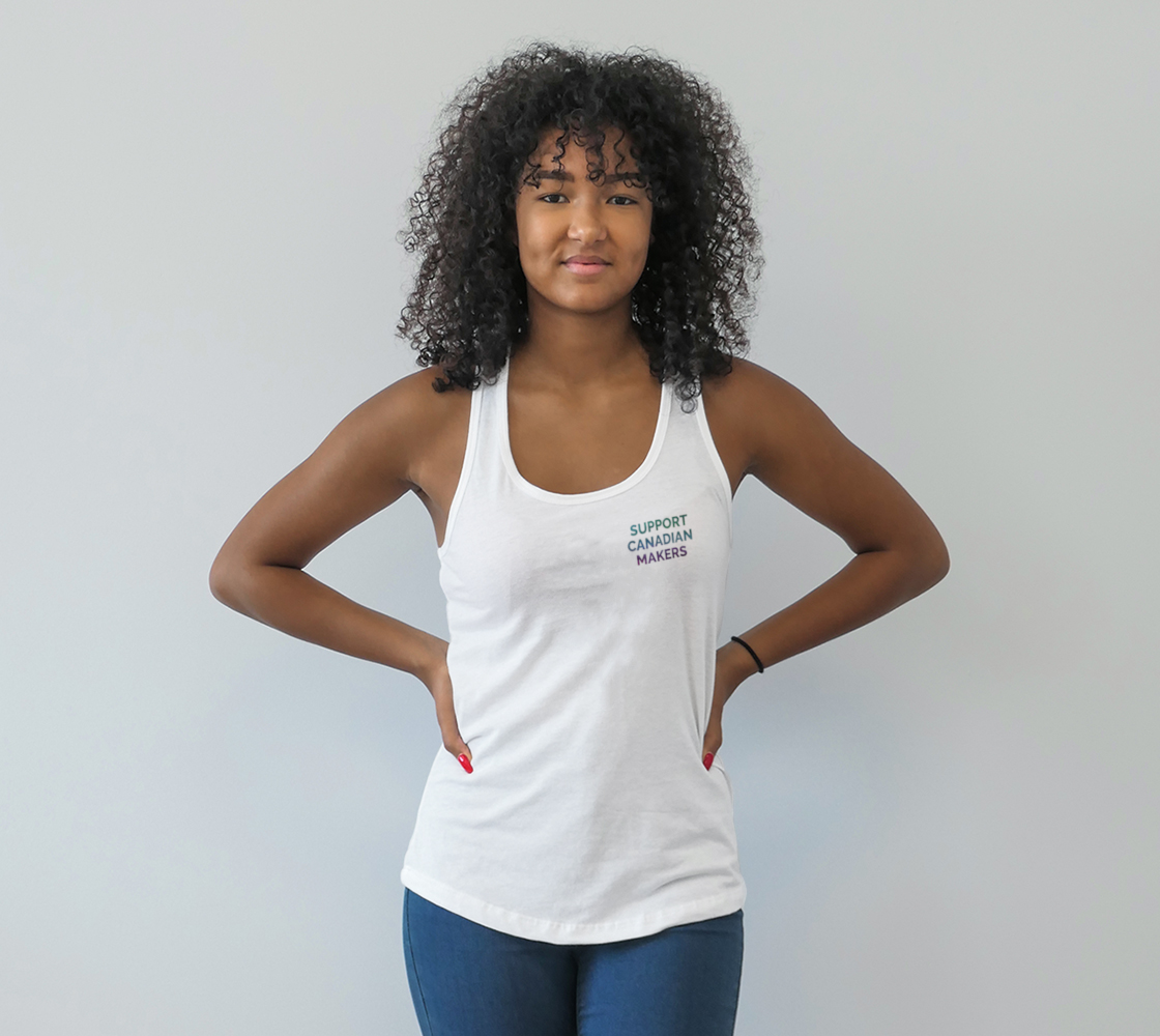 Support Canadian Makers - white tank, multicolour text preview