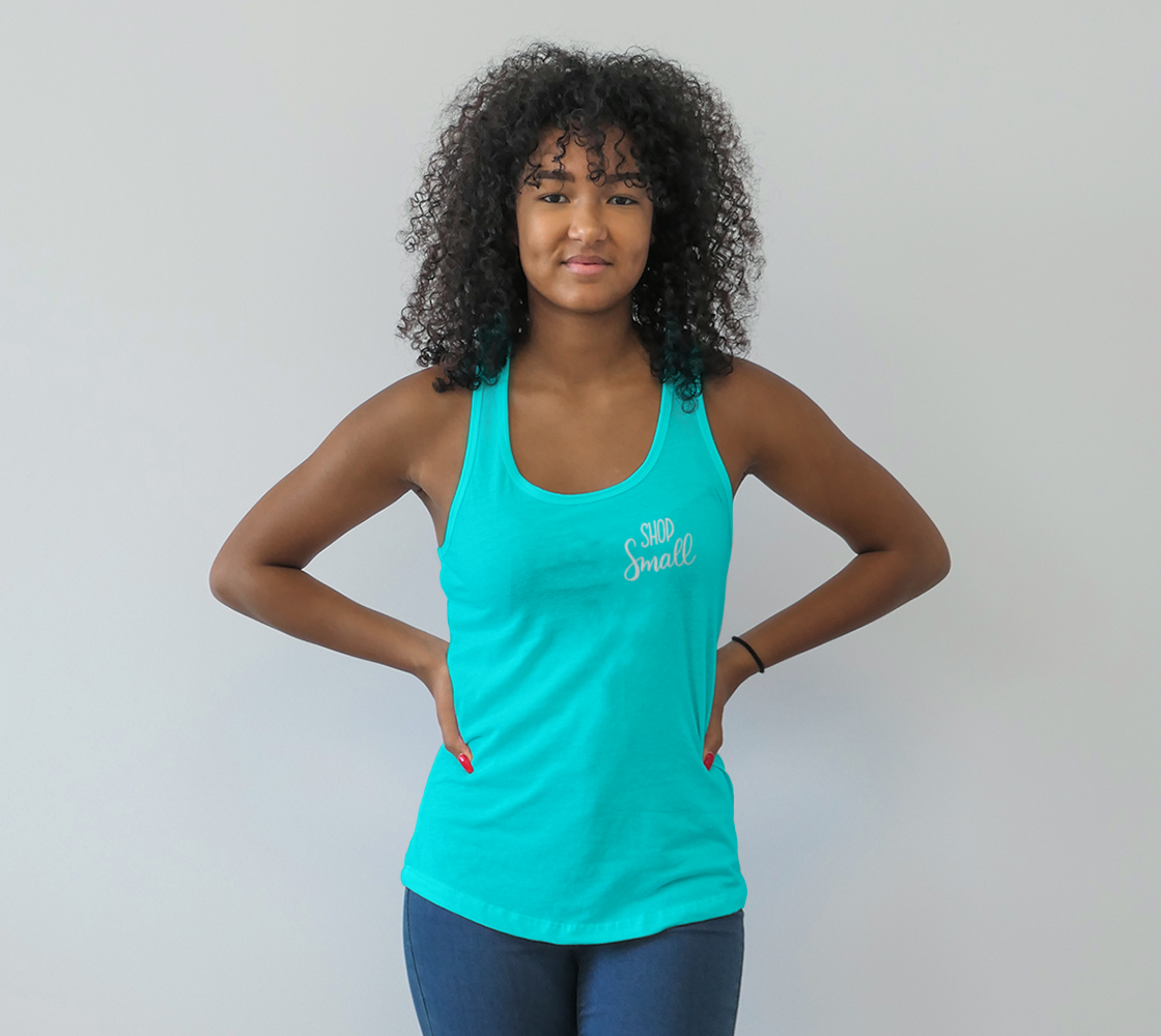 Shop Small - teal tank, white lettering preview
