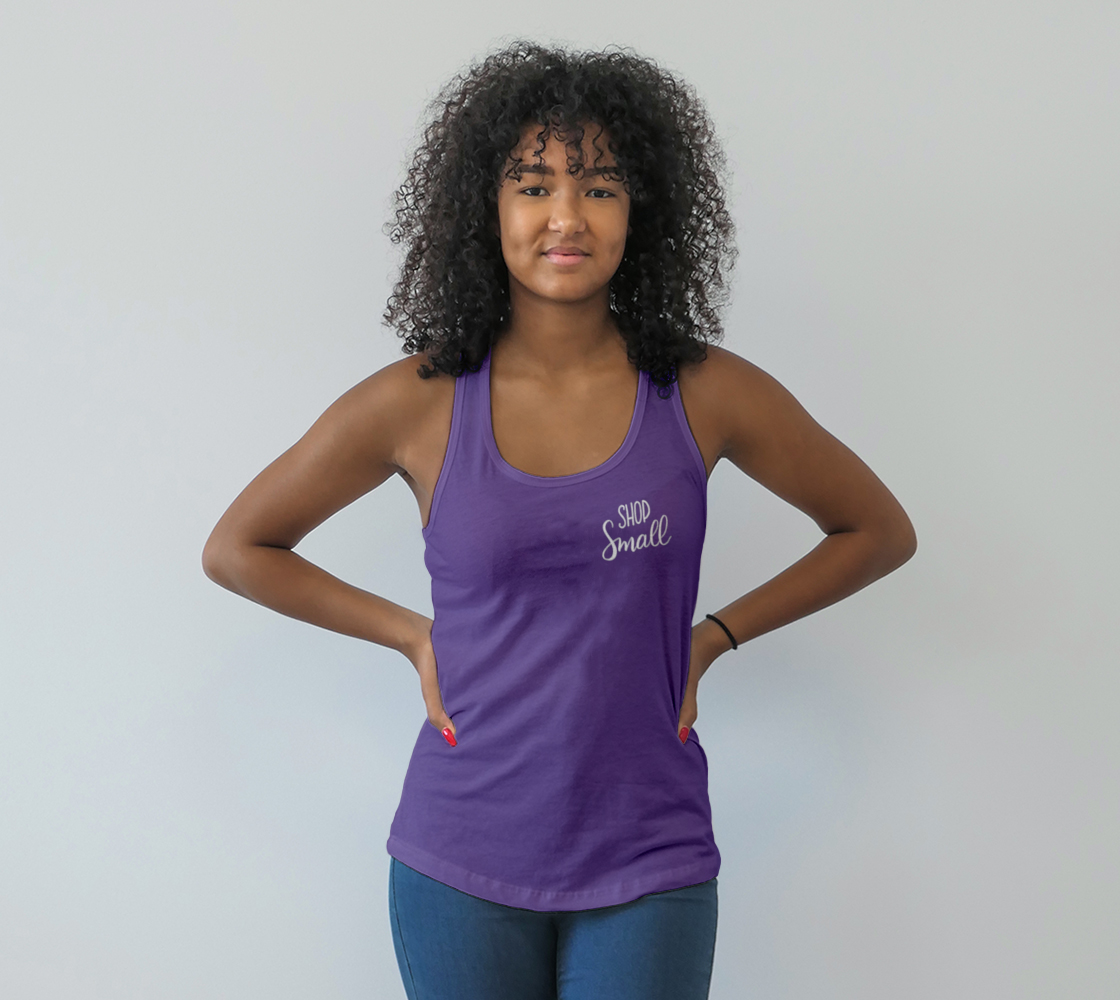 Shop Small - purple tank, white lettering preview