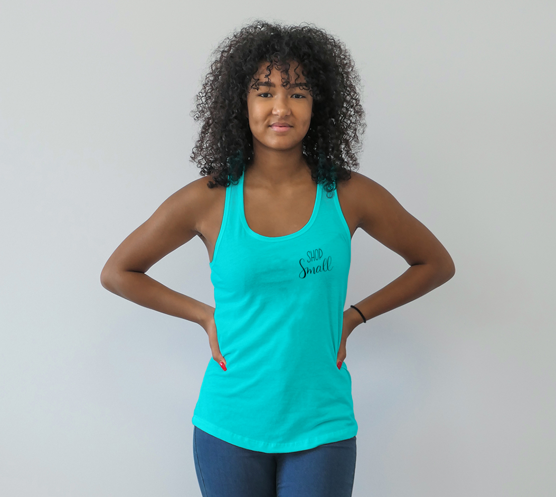 Shop Small - teal tank, black lettering preview