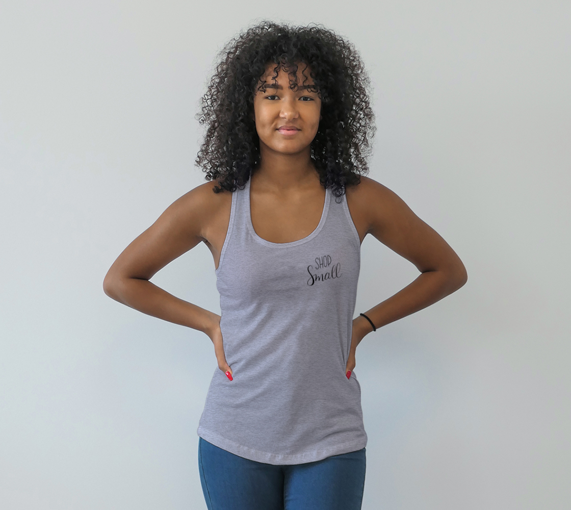 Shop Small - grey tank, black lettering preview