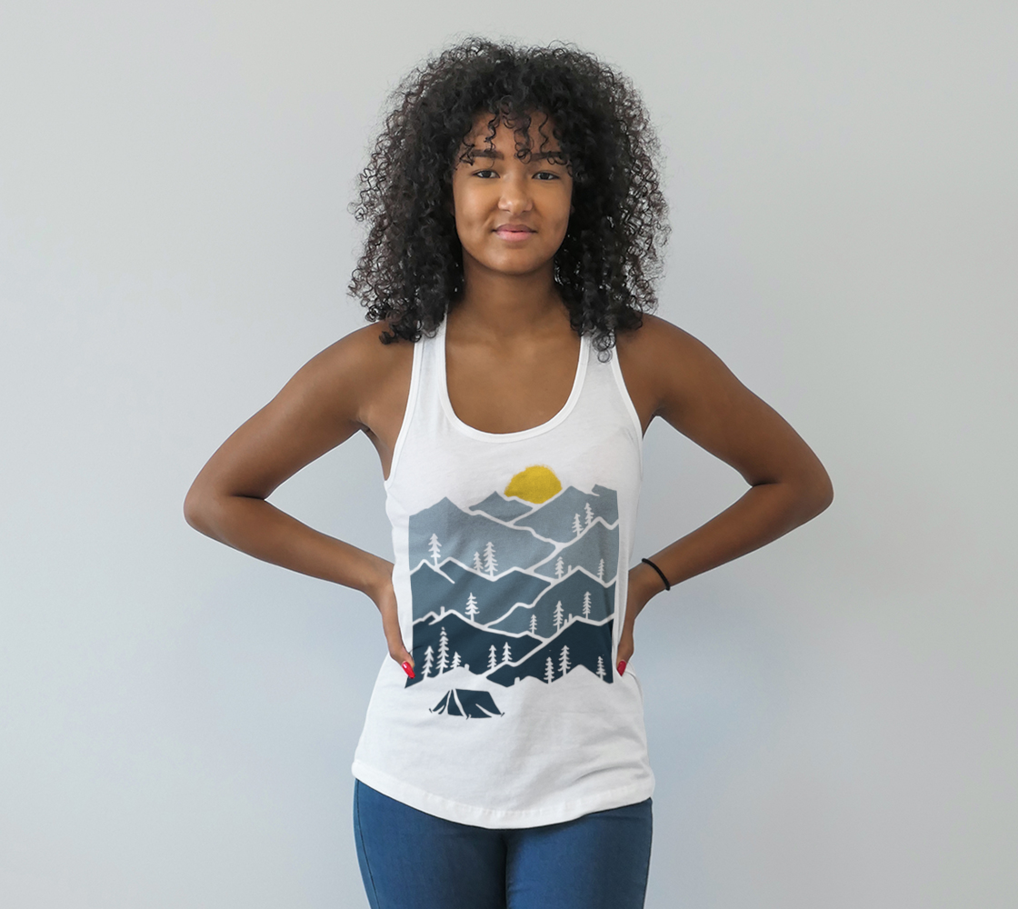 Tent Camping Mountain Forest Sunset Racerback Tank Top preview