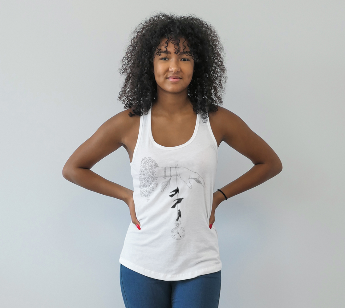 Racerback Tank Top (Black on White) preview