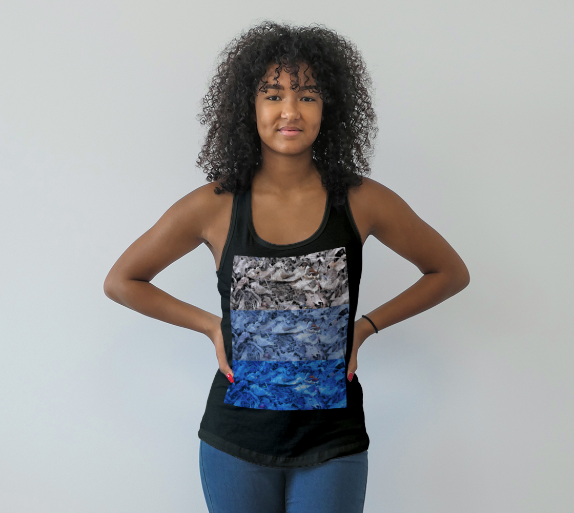 DTG Racerback Tank Top Dried Leaves Blues And Grey Tint Ombre preview