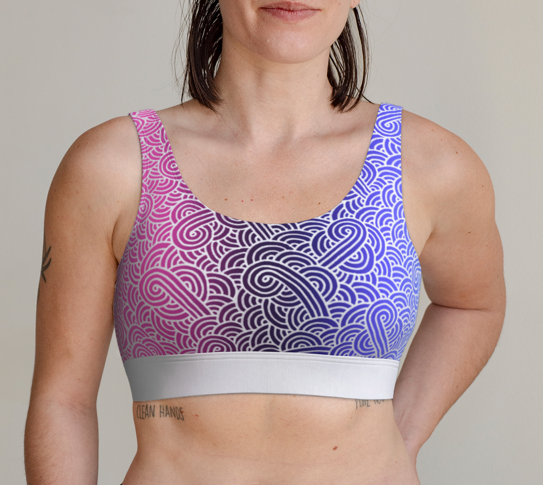 Ombré omnisexual flag and white swirls doodles Scoop Bralette preview