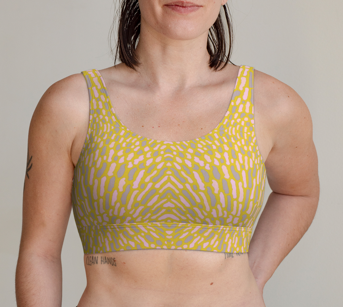 Organic Abstract - Yellow Lime Scoop Bralette preview
