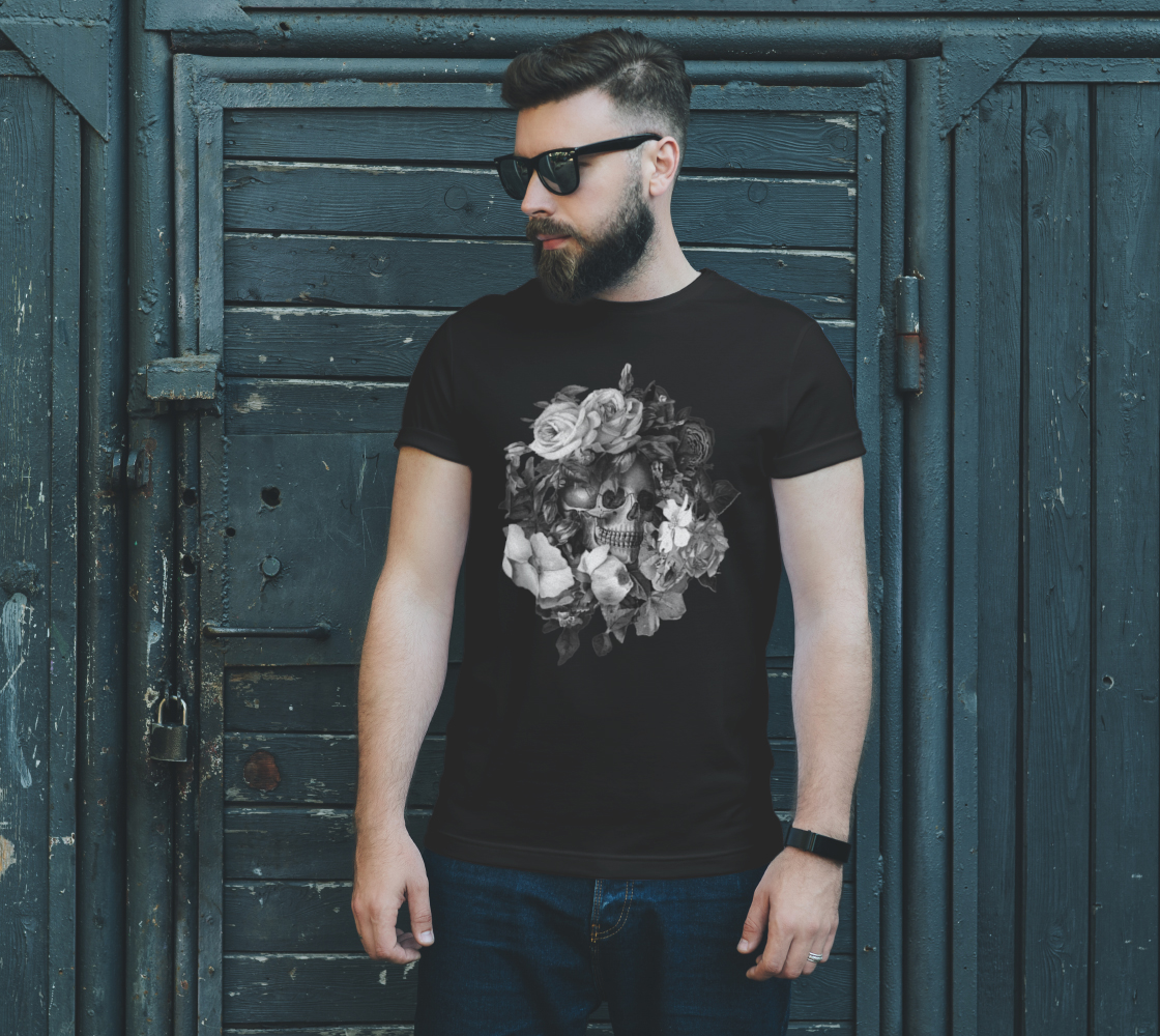 Skull Floral Memento Unisex T-Shirt preview #2