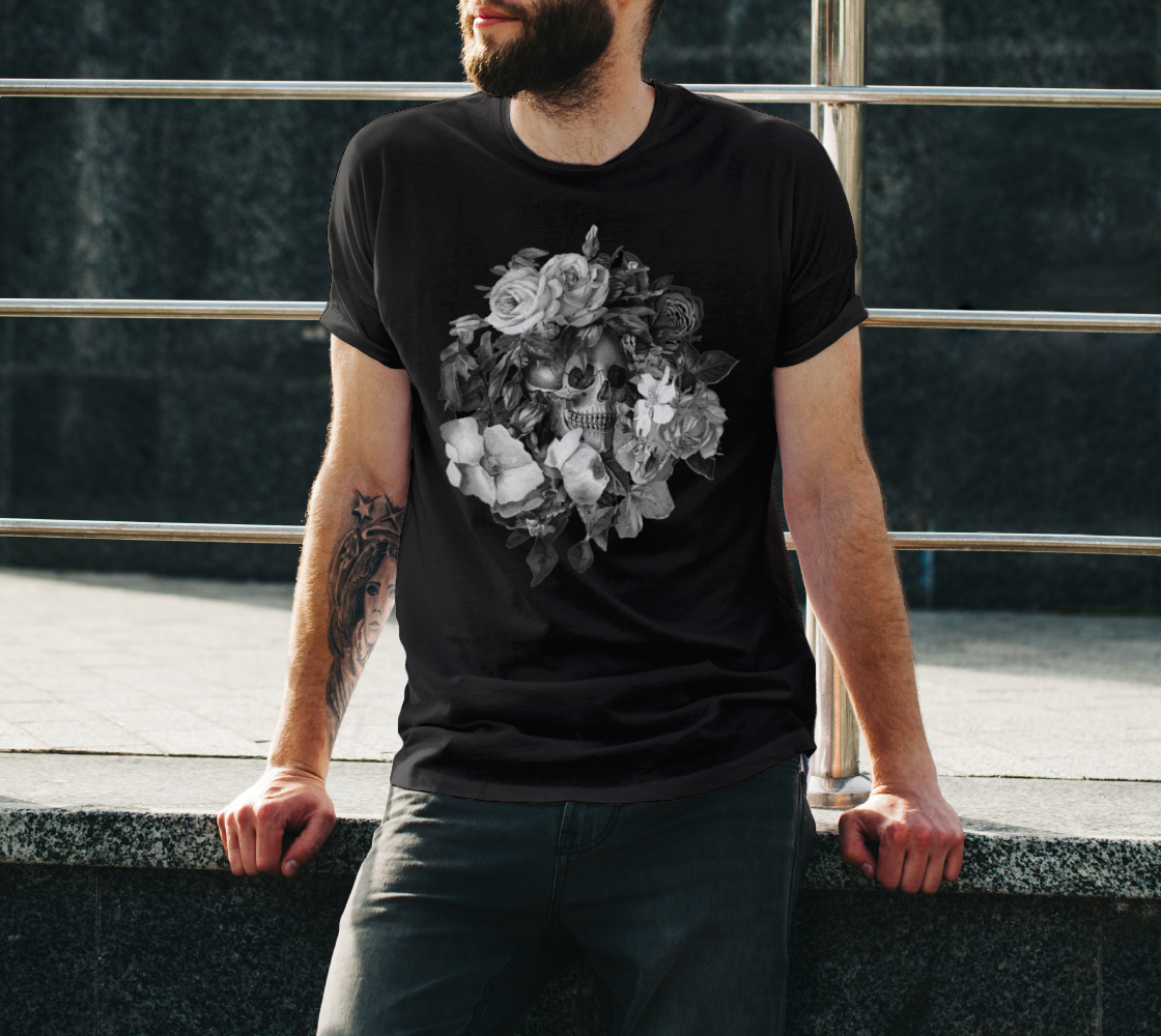 Skull Floral Memento Unisex T-Shirt preview #3