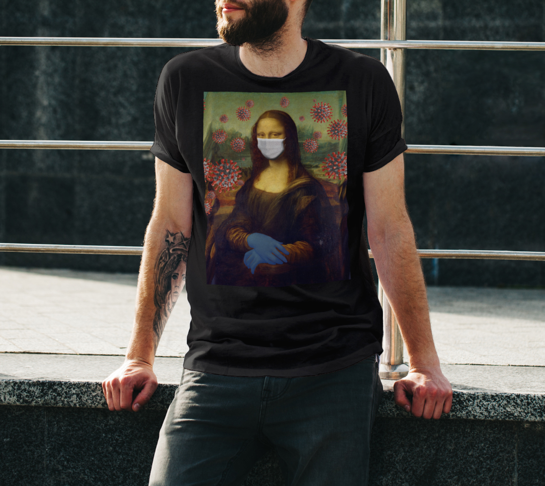 Mona Lisa Coronavirus Virus Protection Measure Unisex T-Shirt, AOWSGD preview #3