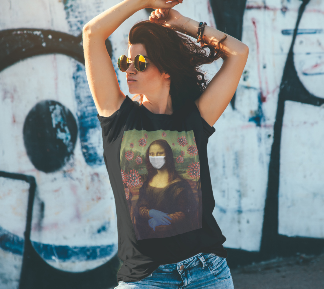 Mona Lisa Coronavirus Virus Protection Measure Unisex T-Shirt, AOWSGD preview #4
