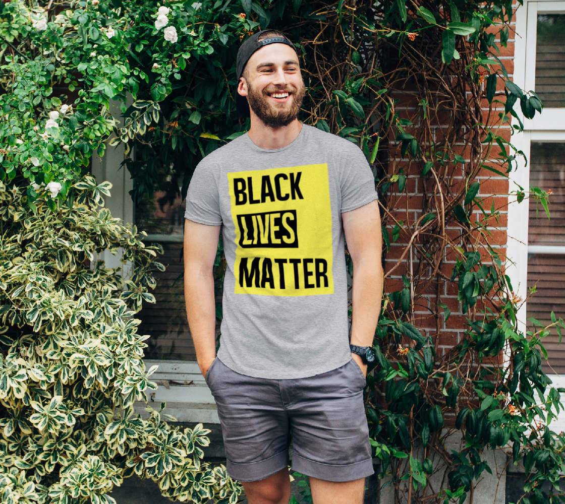 Aperçu de Black Lives Matter Bold Quote Yellow Background Men's T-Shirt, AWSDG