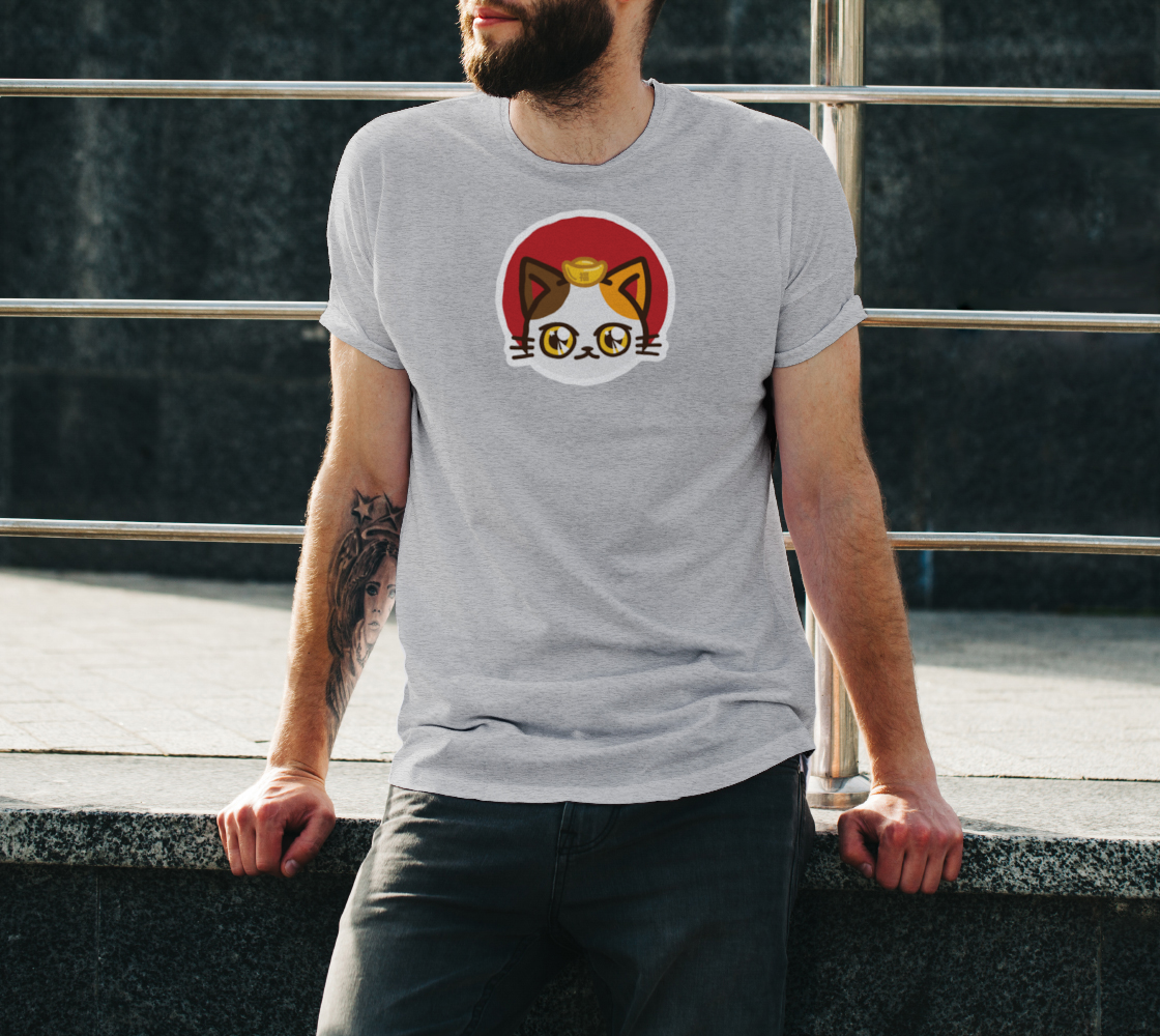 Maneki-Neko Face Unisex T-Shirt preview #3
